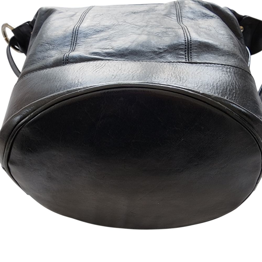 Marco Valentino Black Leather Bucket Bag Large Shoulder Bag - Picture 14 of 16